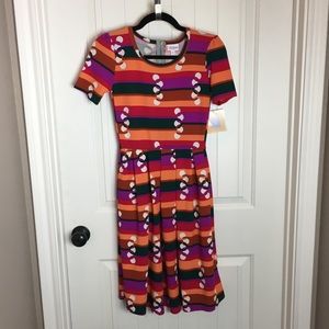 NWT LuLaRoe Amelia Dress XS green pink orange